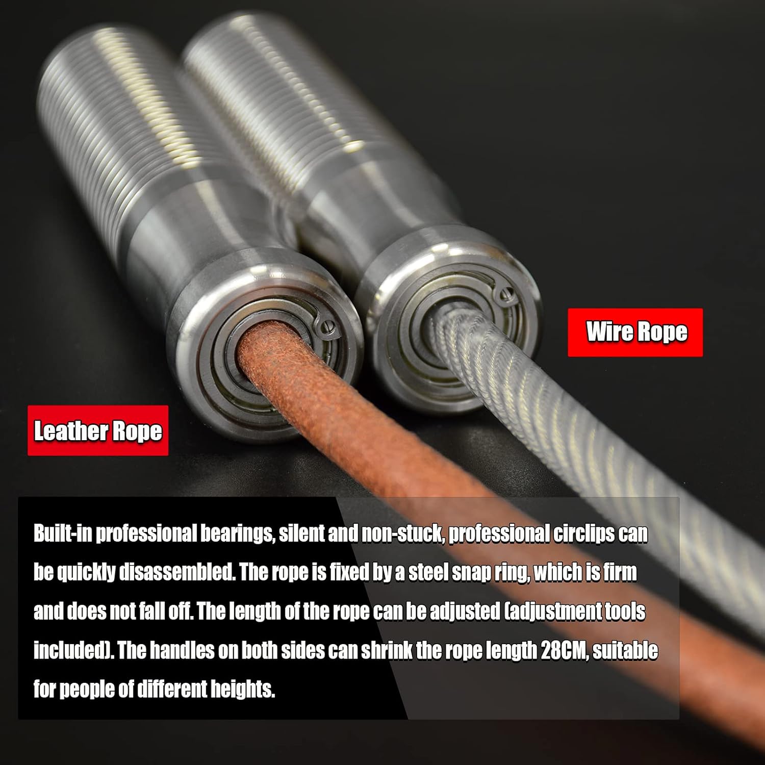Ahomie Weighted Jump Rope, Heavy Jumping Rope for Women, Men Fitness and Endurance Training, Adjustable Bold Rope, Stainless Steel Non-Slip Handles