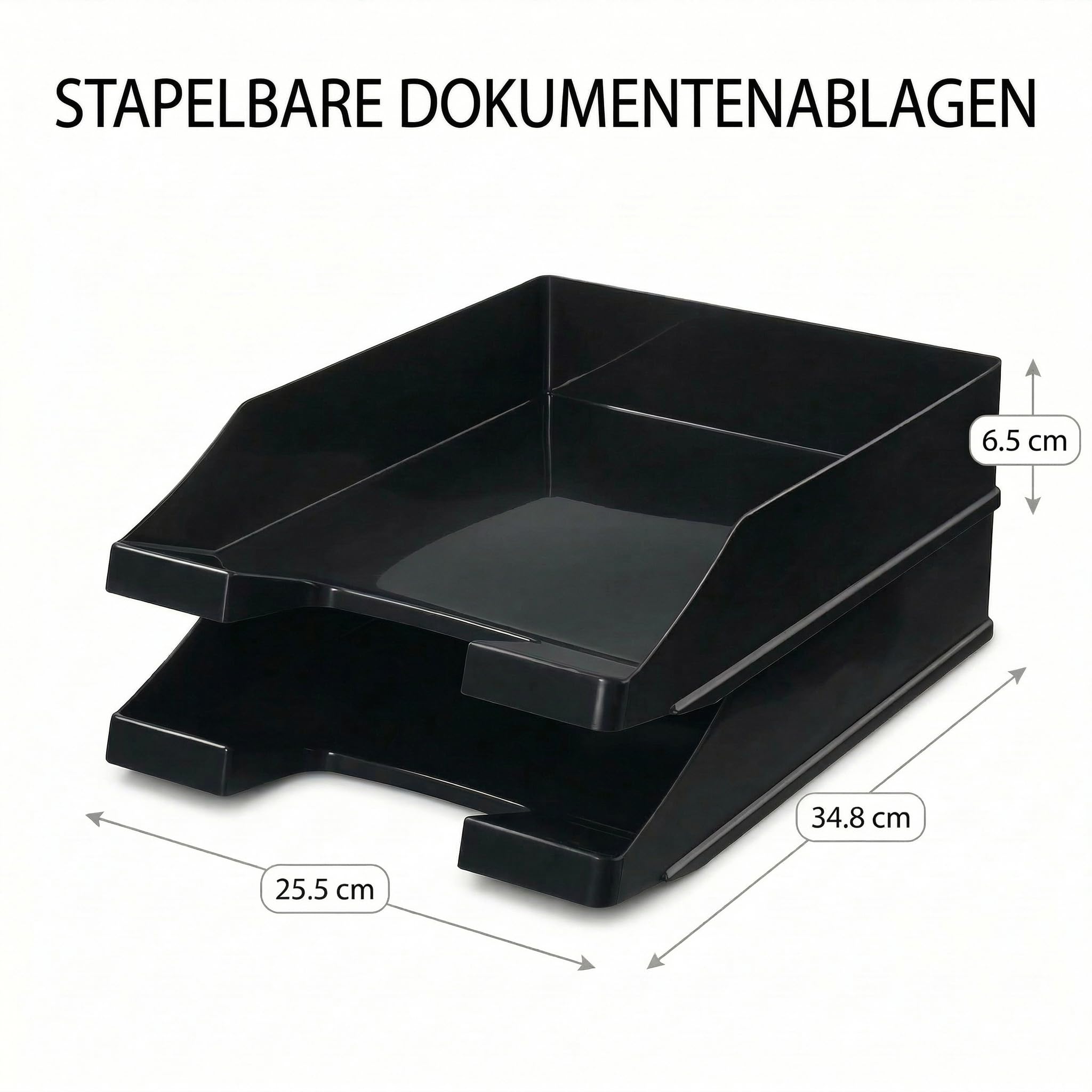 Conipa® - 10 Stück Briefablage DIN A4 Schwarz (stapelbar) - Ablagefächer & Dokumentenablage für Schreibtisch - Ablageboxen & Bürobedarf für Briefe & Dokumente - Papier-Ablage Organizer (Büro-Artikel)