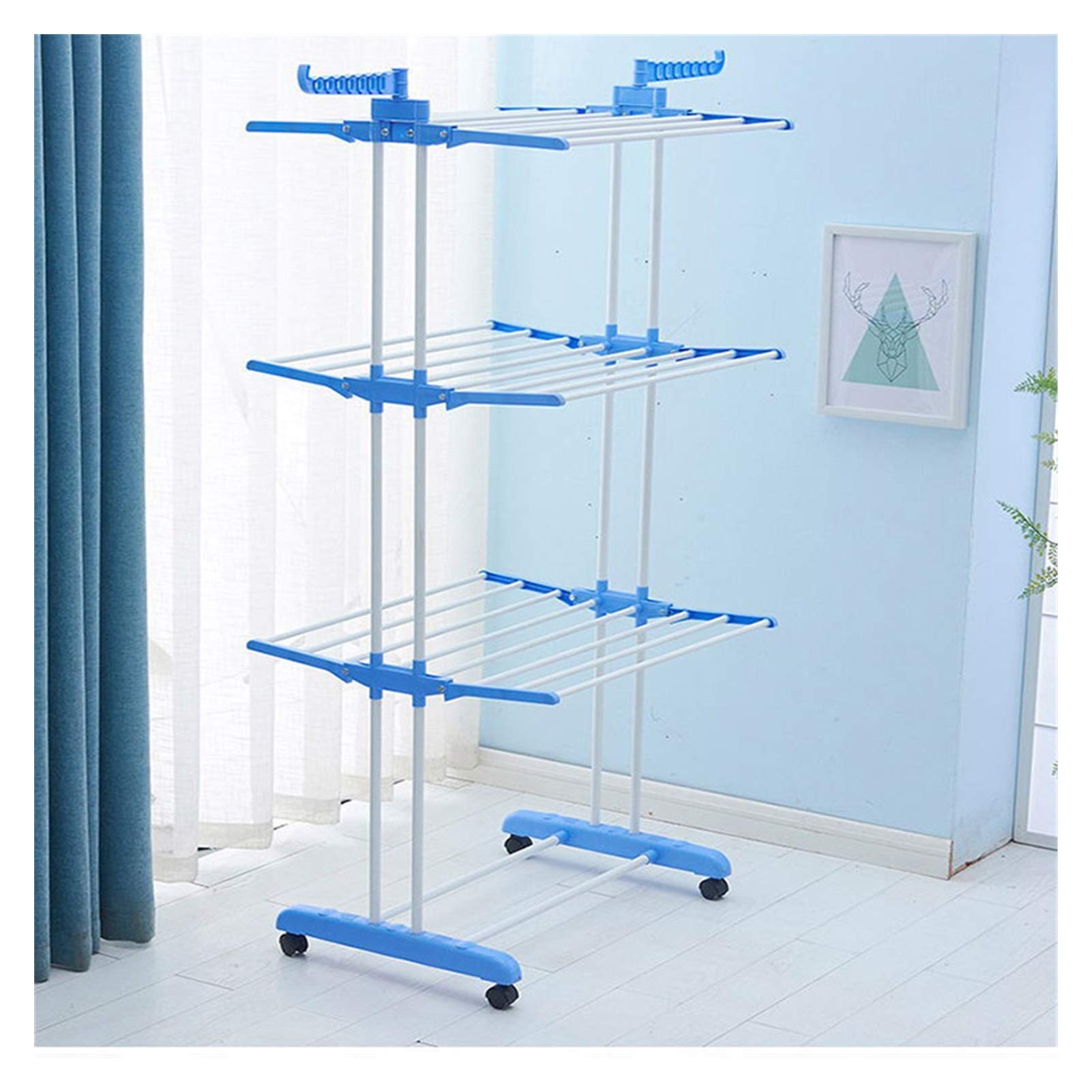 Garde-robe mobile : rack de vêtements à rouleaux télescopiques réglables LWX
