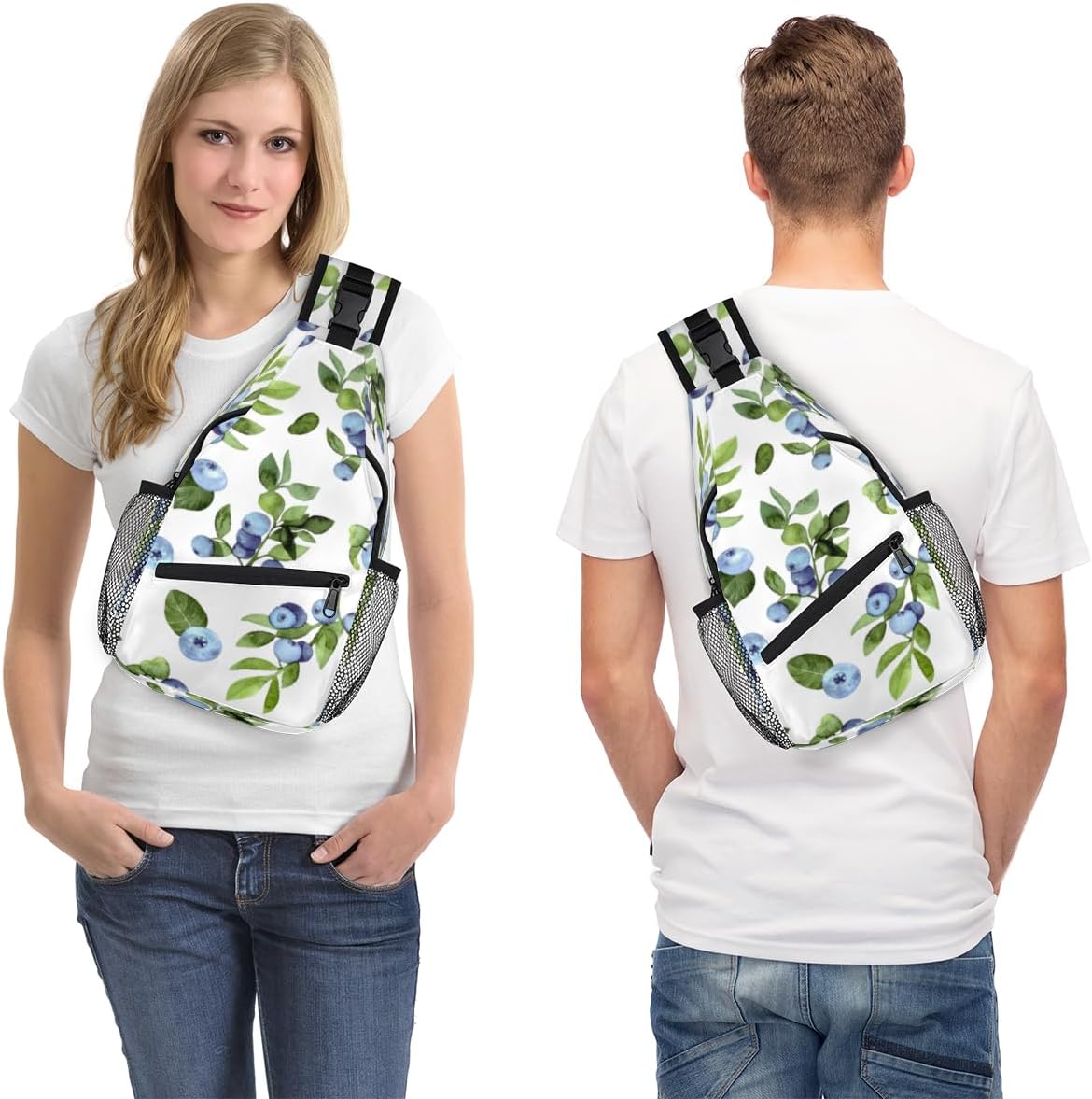 Berries Pattern Sling Bag for Women Men Crossbody Sling Backpack Shoulder Bag Chest Bag Daypack for Travel Hiking Outdoor