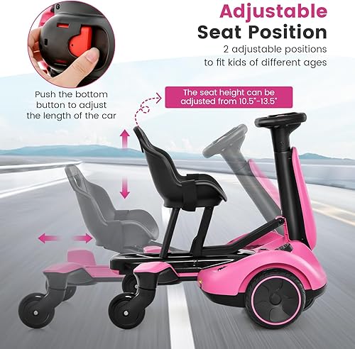 Miniatura 4 de Costzon Coche de deriva eléctrico de 6 V con giro de 360 grados, asiento ajustable de 2 posiciones arriba y abajode adelante a atrás, velocidad