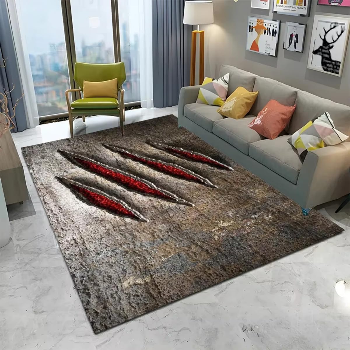 Tapis de jeu à effet visuel 3D empreinte de patte tapis moderne 160x230cm