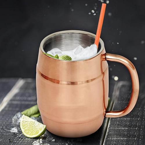 Miniatura 7 de DISCOUNT PROMOS Taza de barril de acero inoxidable con revestimiento de cobre personalizado, 14 onzas, juego de 6, paquete personalizado a granel,