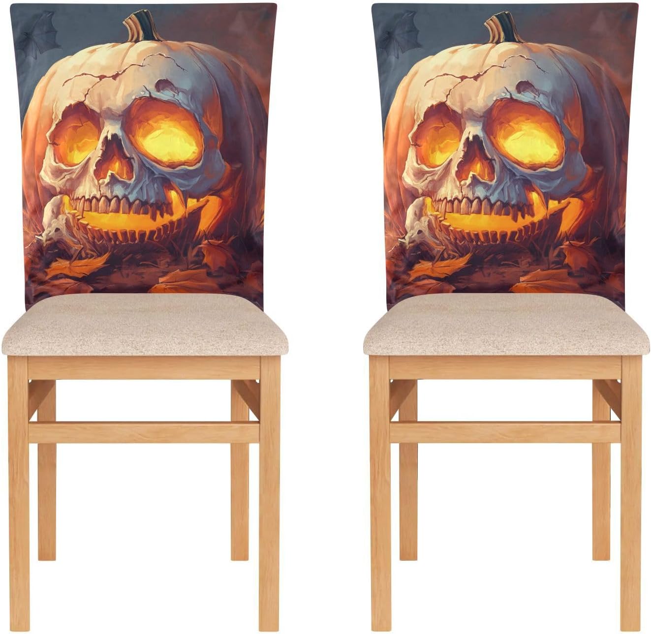 ALAZA Vintage Style Pumpkin Chair Back Cover Set of 6, Washable Reusable Removable Chair Slipcovers Decorative Chair Cover for Home Kitchen Wedding Party