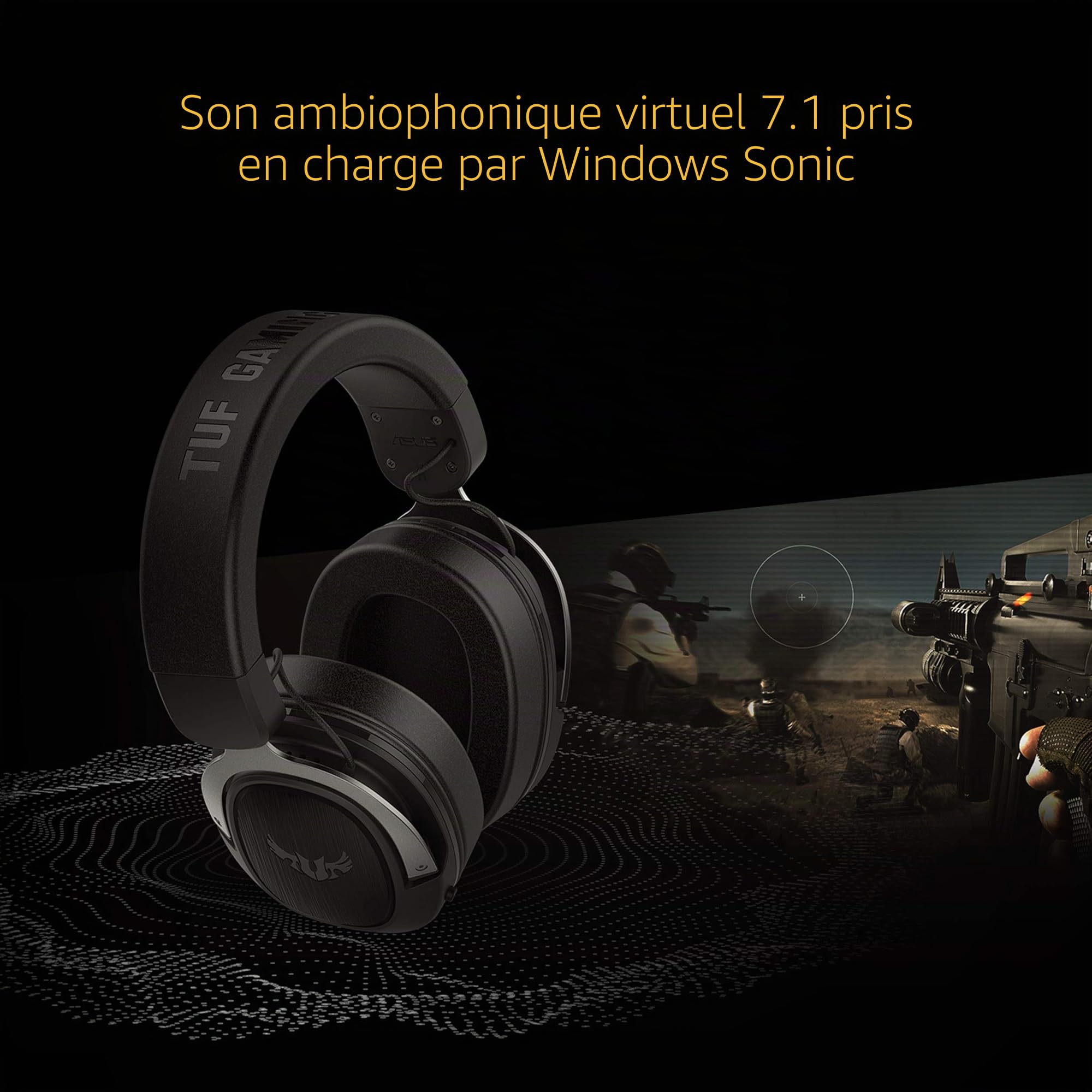 ASUS TUF Gaming H3 Gun Metal Gaming Headset with Virtual 7.1 Surround, Tough Stainless-Steel Headband and Fast Cooling Ear Cushions for PC, PS4, Xbox One and Nintendo Switch