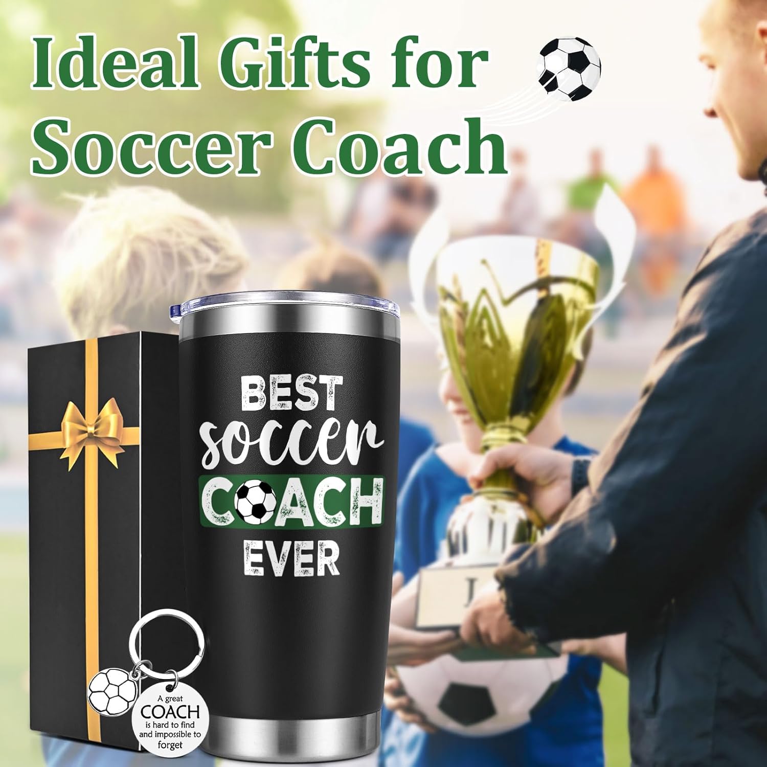 Lifecapido Soccer Coach Gifts, Best Soccer Coach Ever 20oz Insulated Tumbler, Coach Appreciation Gifts Thank You Gift Birthday Christmas Gift for Men, Black - Image 3