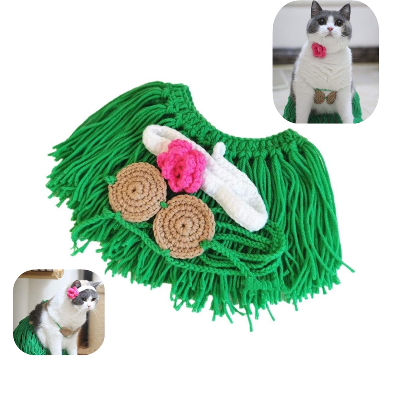 Pet Hawaiian Luau Hula Dress Party Supplies Costume Set Party for cat Dog Free Size