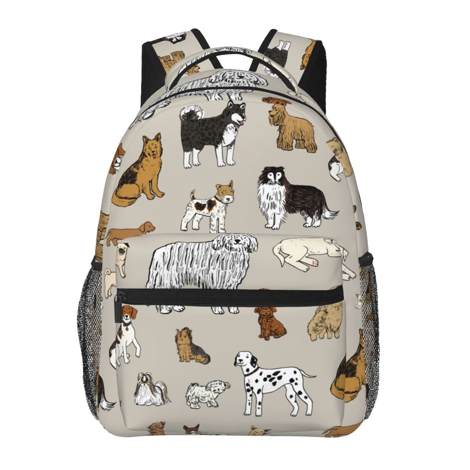 Fiokroo Cute Dogs Animal Backpack School Bag For Students Teens Men Women Laptop Backpacks Travel Daypack Bag With Multiple Pockets