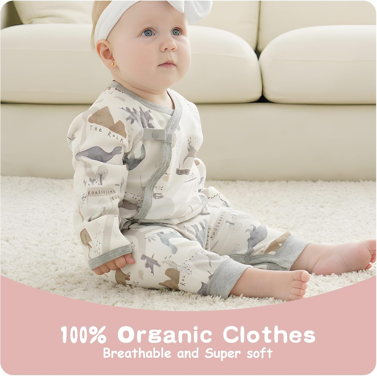 100% Organic Cotton Soft 0-6 Months Unisex Footless Newborn Baby Sleepers Pajamas Romper Boys Girls Long Sleeve - Image 2
