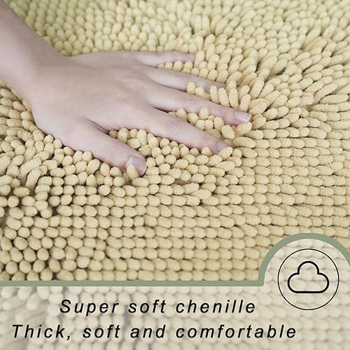 Miniatura 3 de Juego de 3 alfombras de baño de felpilla ultrasuave, antideslizante y súper absorbente, parte inferior de PVC fuerte, lavable a máquina, para baño,