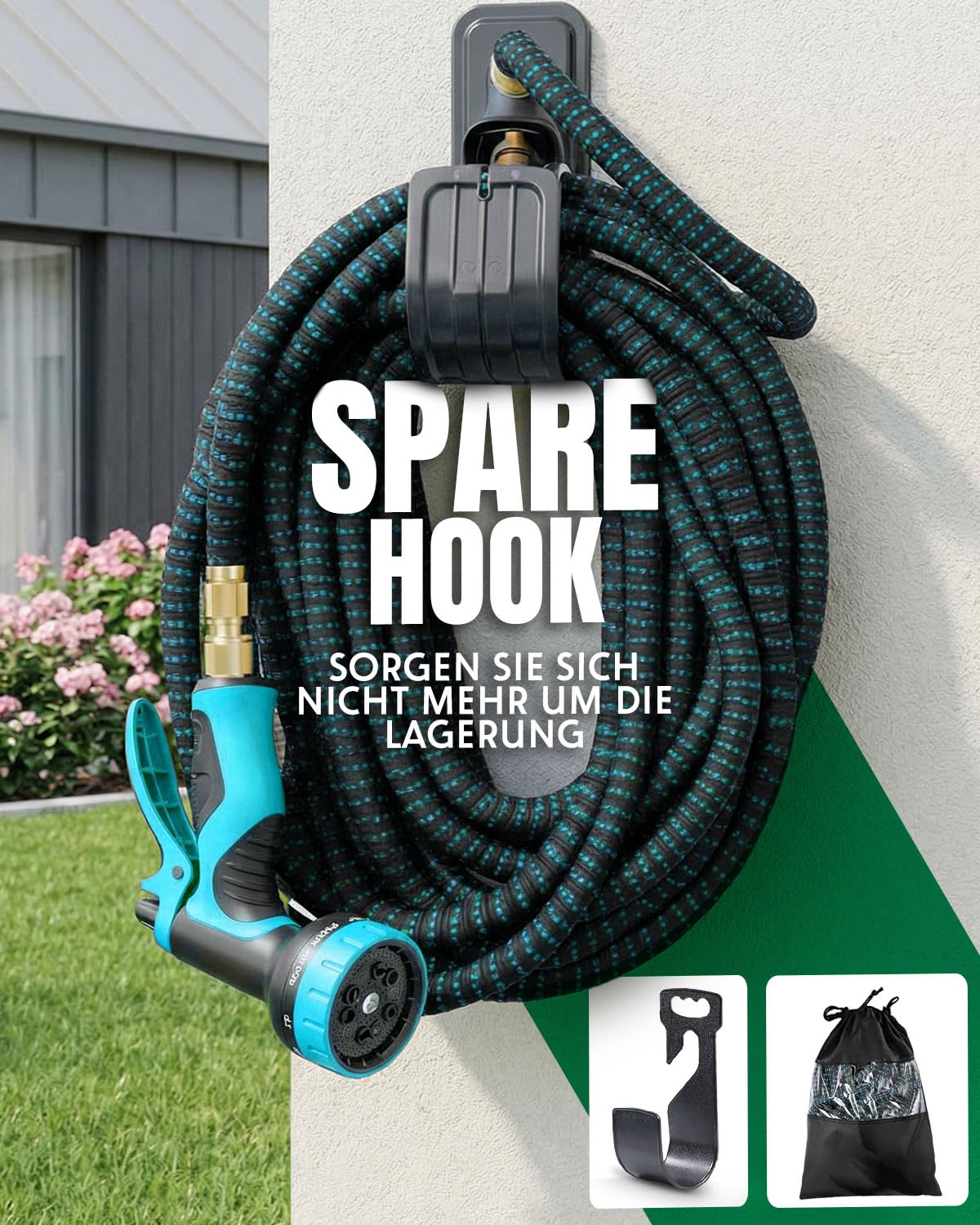 15m/50FT Flexibler Gartenschlauch, Erweiterbarer Gartenschlauch mit 10-Funktions-Düse, 3/4" und 1/2" Zoll Messinganschlüssen, 4 lagiger Latex, 3750D-Gewebe Wasserschlauch für Garten, Autowäsche, Hof