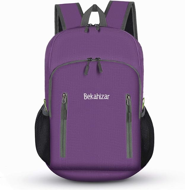 Bekahizar 20L Ultra Lightweight Backpack Foldable Hiking Daypack Rucksack Water Resistant Travel Day Bag for Men Women Kids Outdoor Camping Mountaineering Walking Cycling Climbing