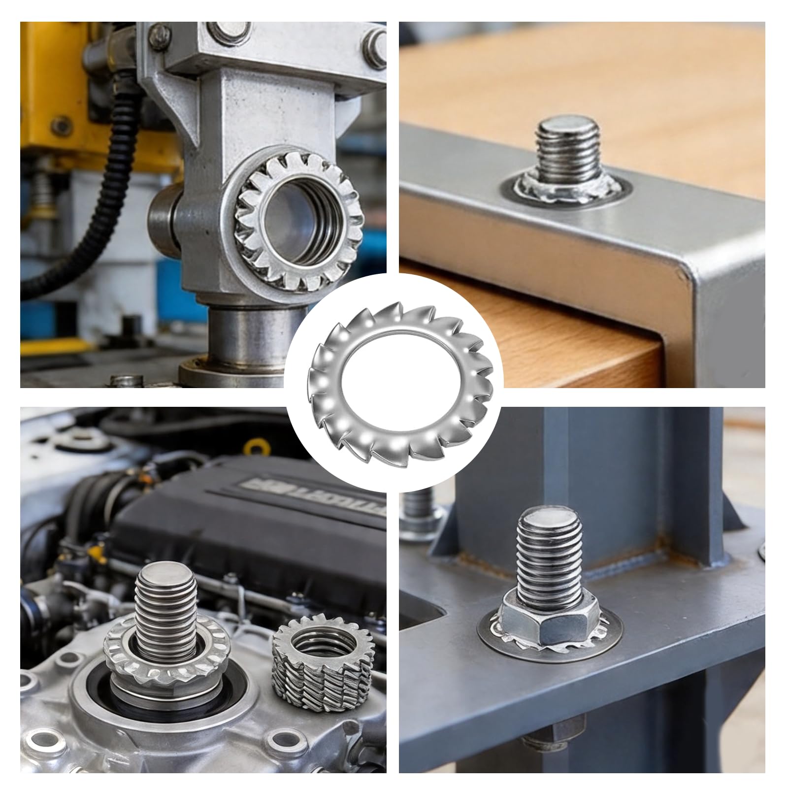 OMJMYY 600 Pezzi Rondelle di Sicurezza Acciaio Inox 304, Rondelle Esterne di Bloccaggio Denti a Stella Rondelle di Serraggio Seghettate M2,5 M3 M4 M5 M6 M8 M10 M12