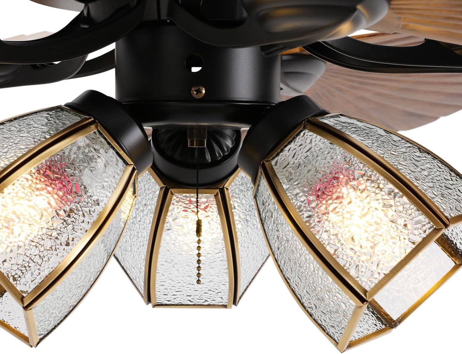 Ceiling Fan with Lights and Remote, E26 Fandelier Low Profile Ceiling Fan 1h, 2h, 4h Time Setting 20.86-Inch Blades Reversible Operation Semi-Translucent Lampshade for Living Rooms, Kitchens