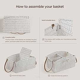 HBlife Diaper Caddy Organizer, Large Hand-Woven Storage Basket for Diapers & Baby Essentials - Elegant Curved Design, Ideal Gift for Baby Shower & Registry Must-Have