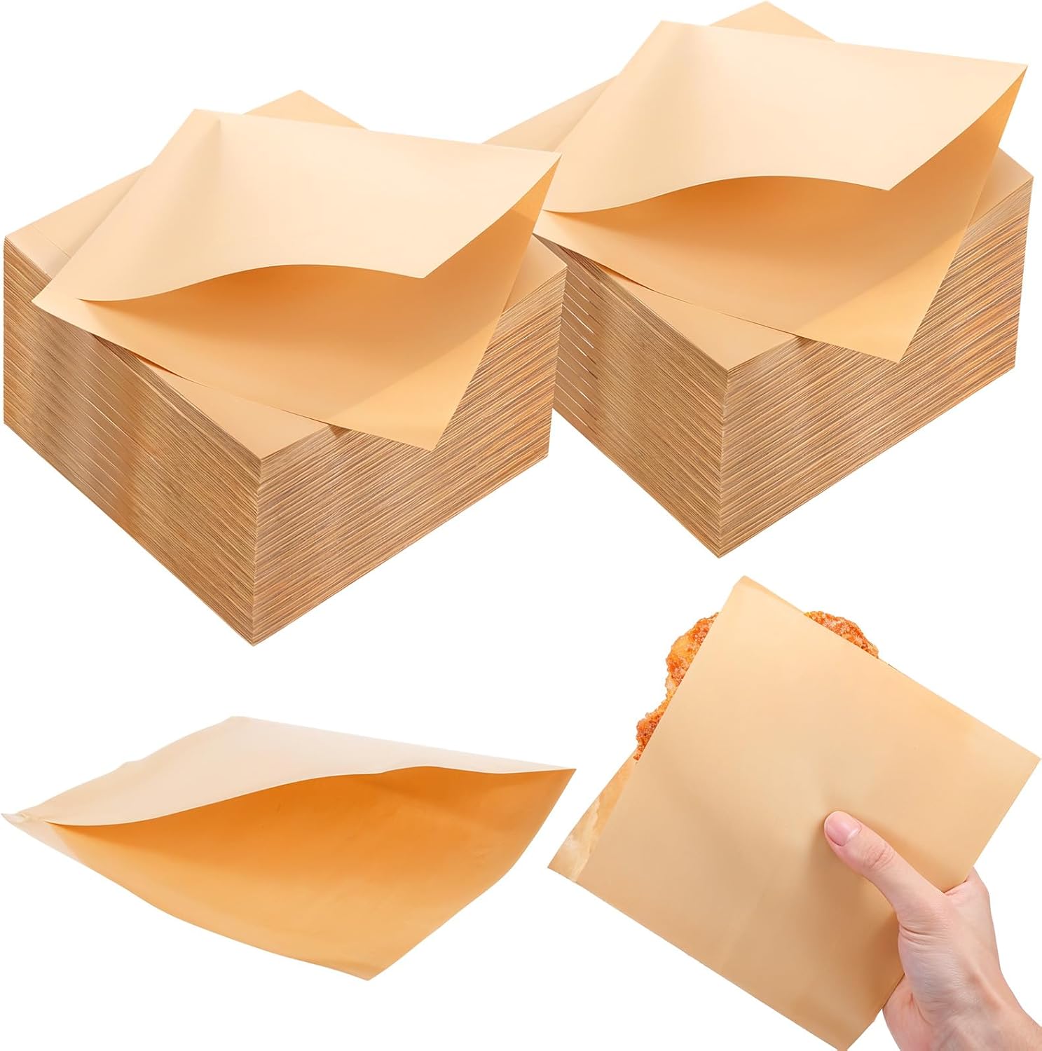 700Pcs Soft Pretzel Bags 6.69 x 7.09 Inch Pretzels Individual Bags Grease Resistant Double Open Paper Sandwich Wrapper Holder for Concession Stands Food Snack Cookie, Brown