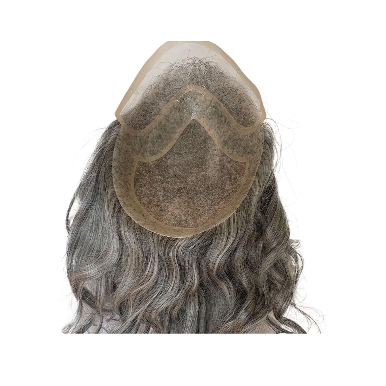 Krótka peruka dla mężczyzn System wymiany kręconych włosów dla mężczyzn 12-calowy długi tupecik Fine Mono Lace Men Hairpiece Osłona łysiny(1B Mix 80Grey)