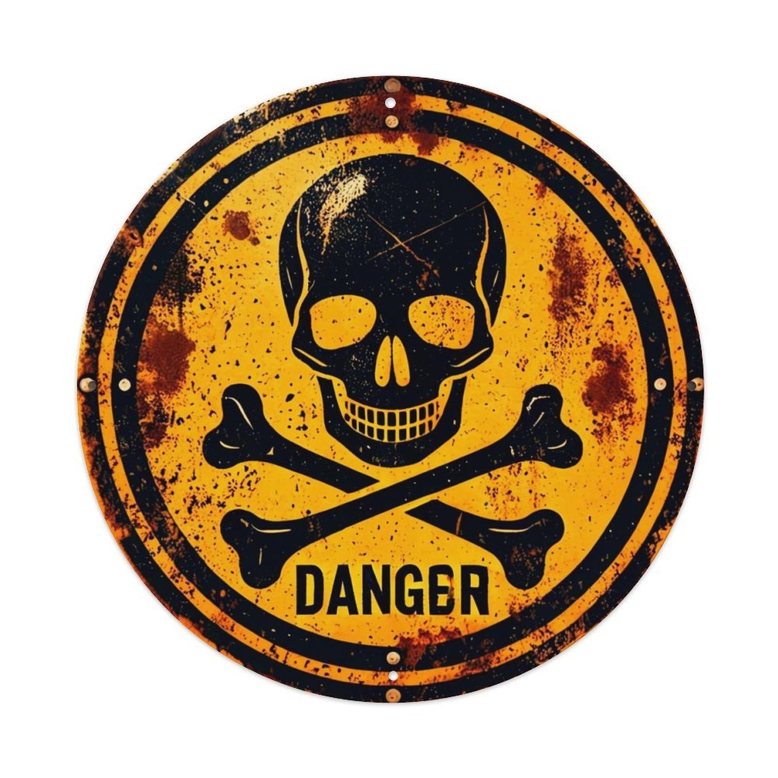 Skull And Crossbones Danger Sign Retro Metal Tin Sign, Vintage Metal Poster for home, Gaming Room, Studio Workshop,Bar,Garage Wall Art Decor 8x8 inch