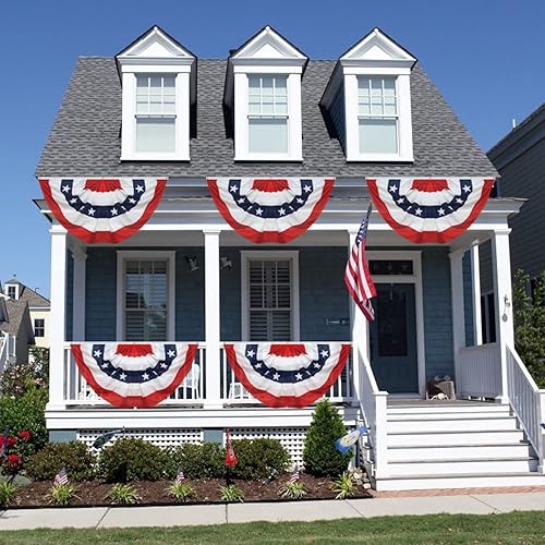 Miniatura 6 de Paquete de 2 banderas plisadas de Estados Unidos, bandera estadounidense de 3 x 6 pies, bandera patriótica de Estados Unidos con cabecera de lona y