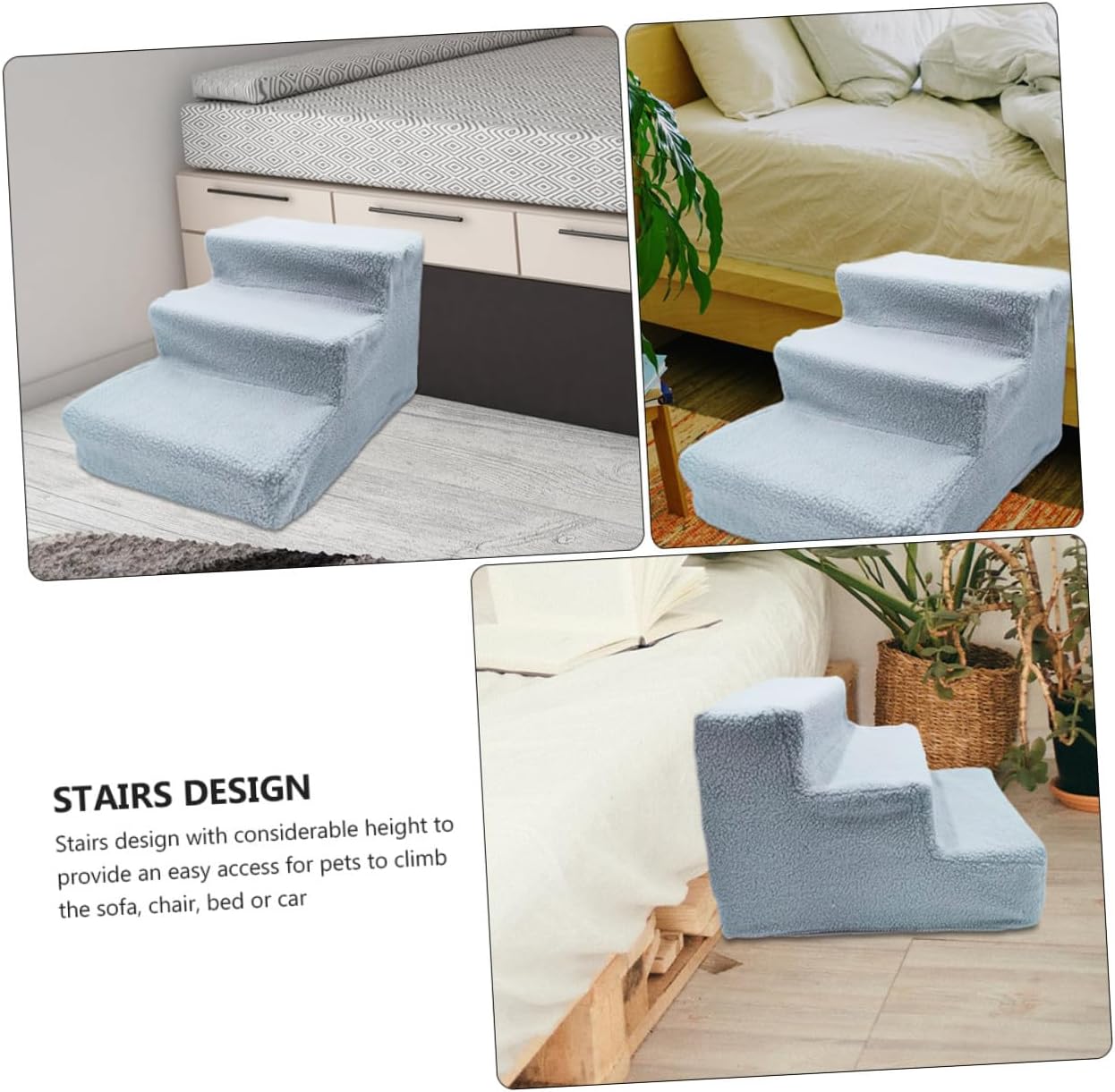 Alasum Portable Pet Stairs for Dogs and Cats Non-Slip High Density Ramp Ladder Easy Access Sofa and Bed Steps Lightweight Puppy Climbing Staircase for Indoor Use