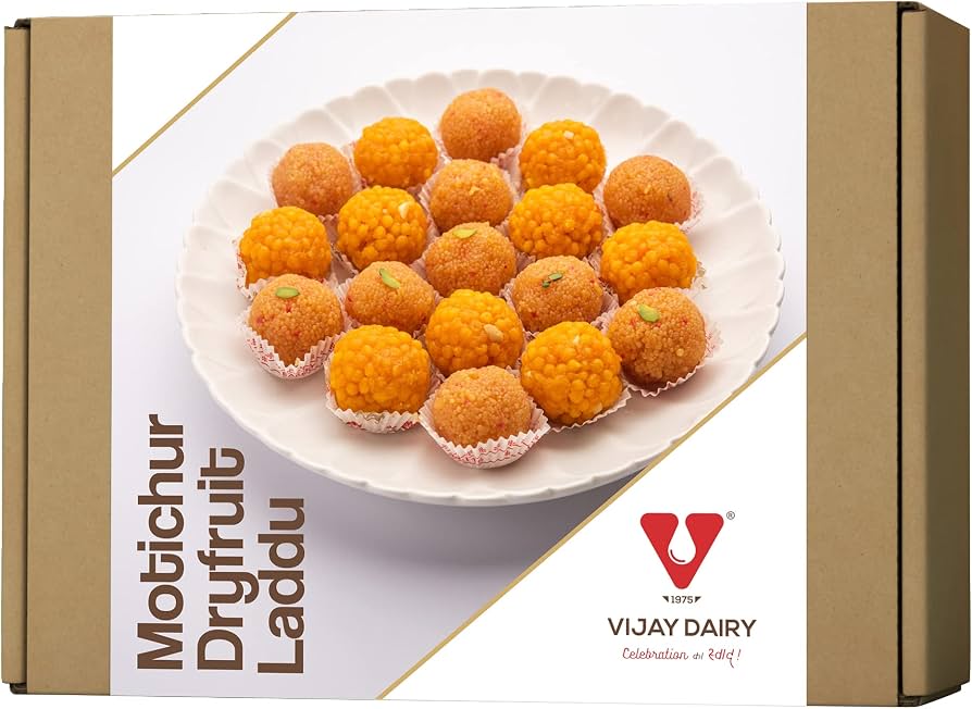 VIJAY DAIRY Motichur Dryfruit Laddu Sweets (250 GM) : Amazon.in