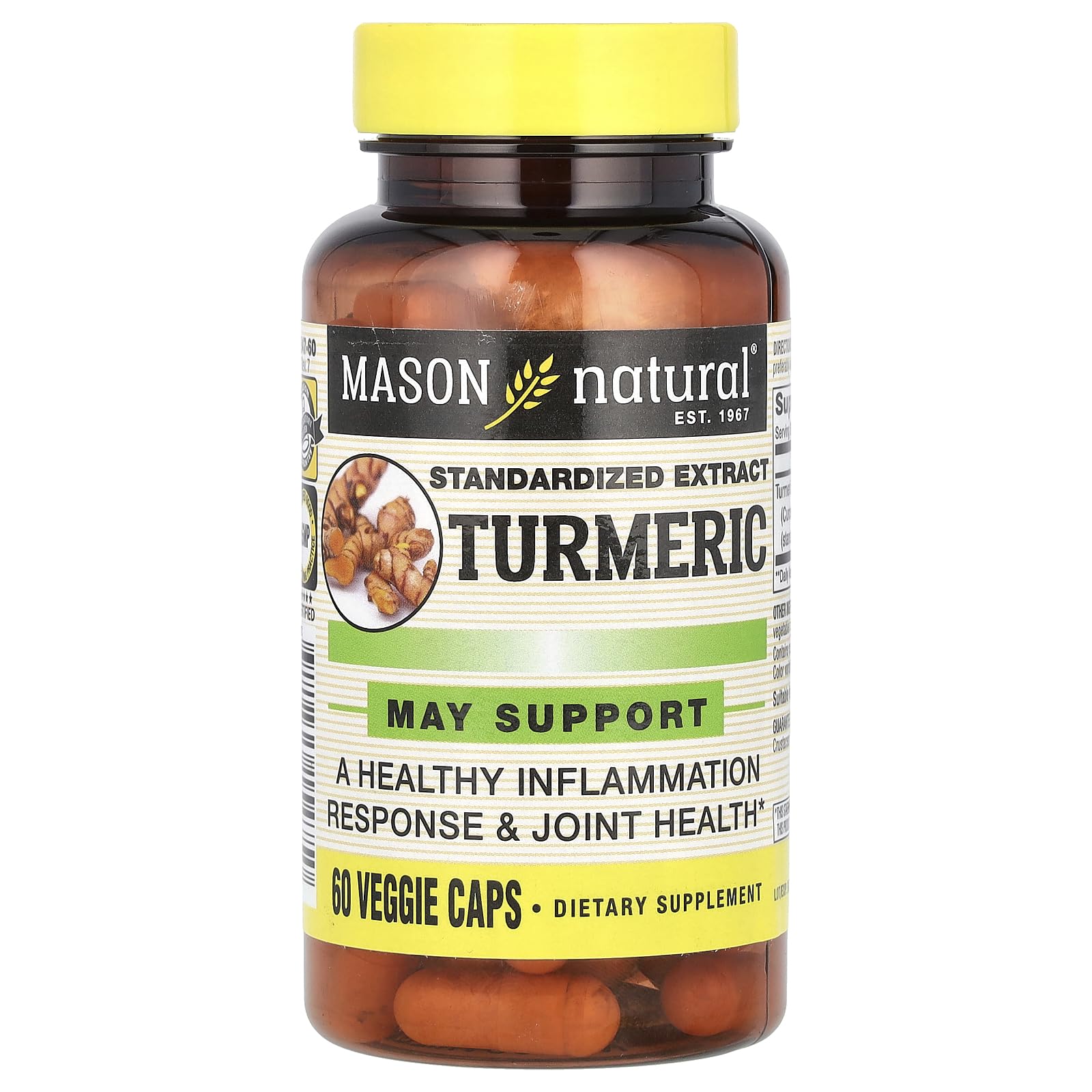 Mason Natural Turmeric vaggie Capsules, Whole Body Health - 60