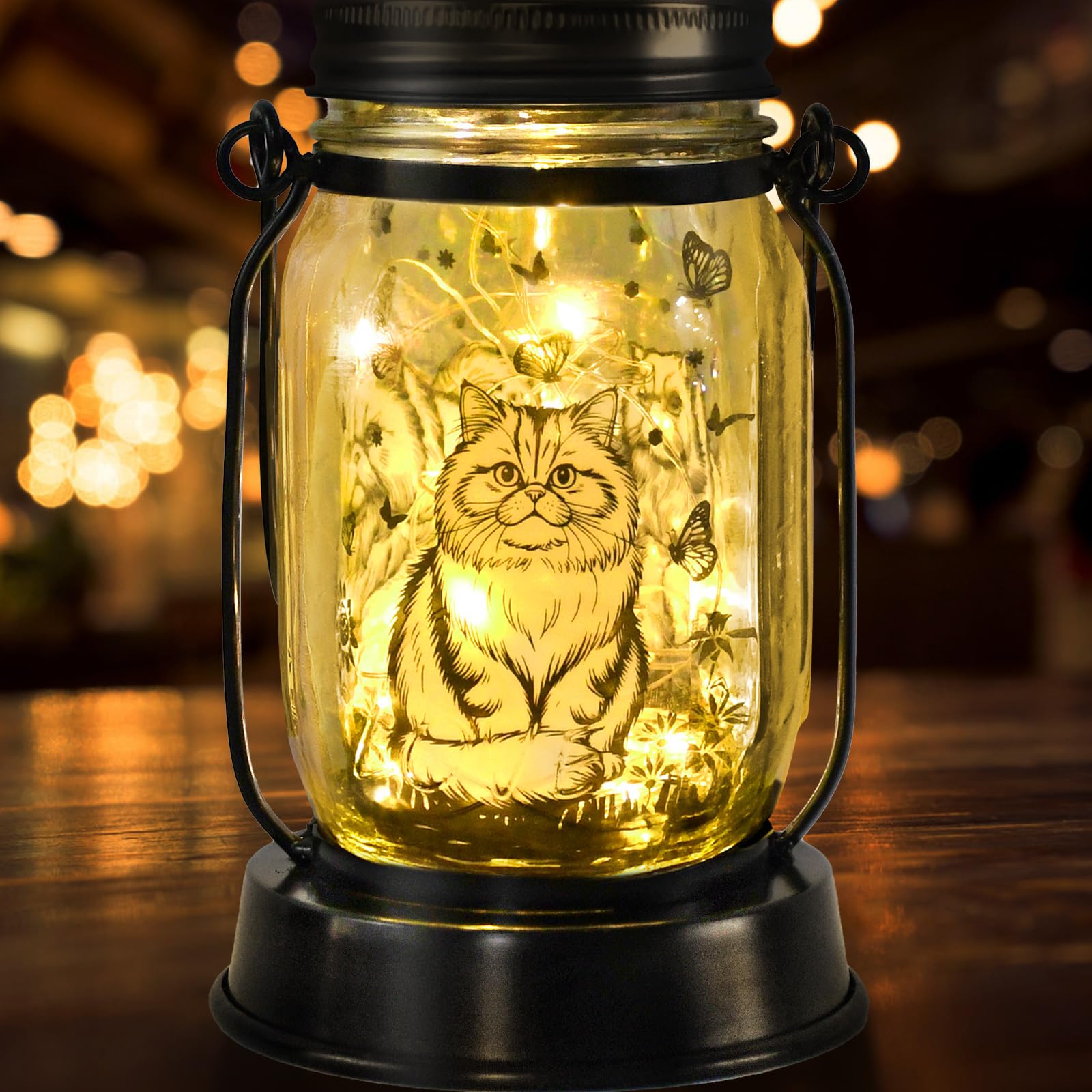 Persian Cat Gifts for Women/Men Persian Cat Solar Lanterns Gifts for Grandma Women Mom Sister, Pet Lovers Lantern Pet loss Memorial Light Solar Garden Decoration Outside for Yard, Patio,Backyard,Porch