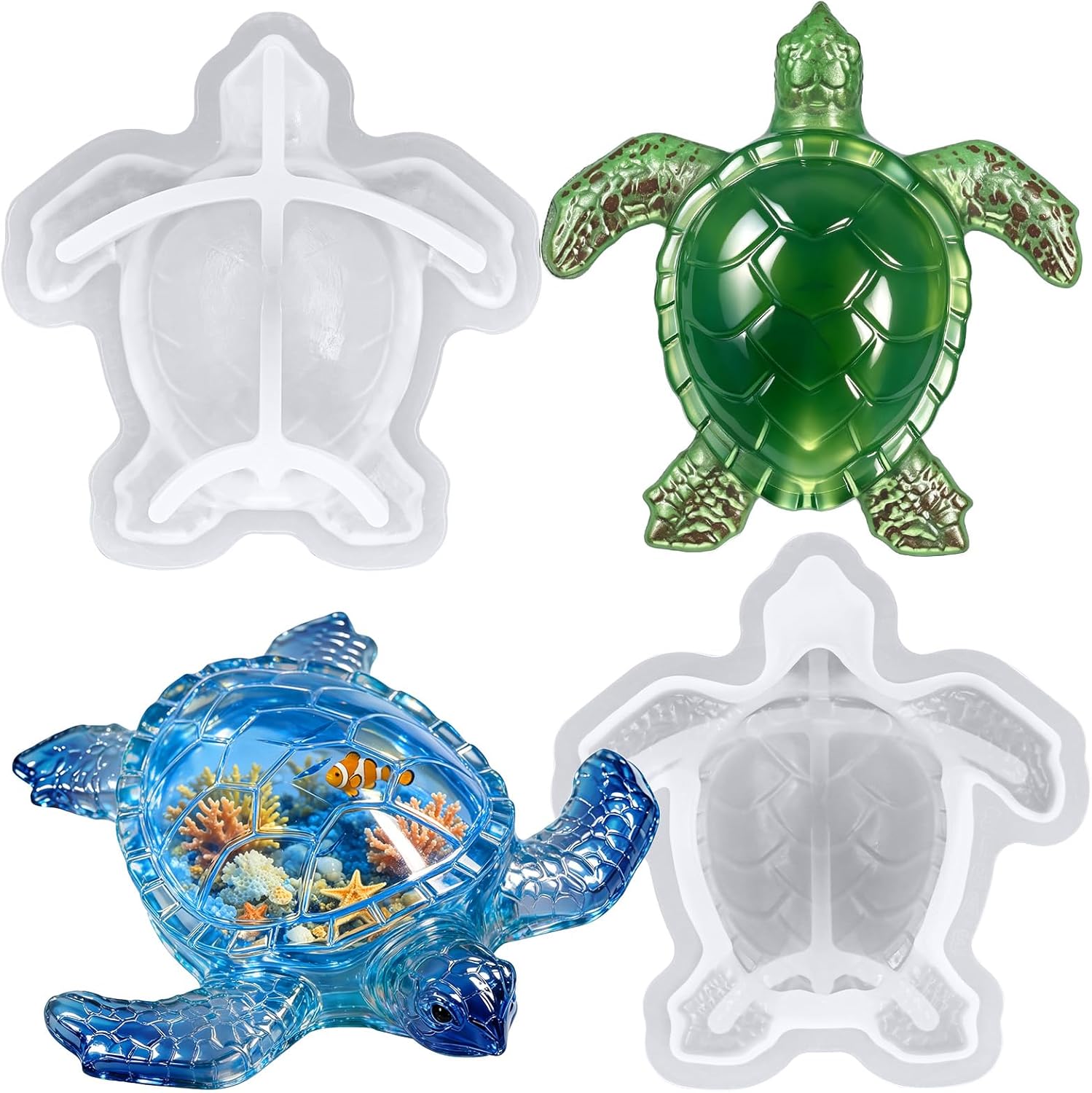 Sea Turtle Resin Molds, 2 Pack Animal Resin Molds 3D Turtle Silicone Molds for DIY Craft, Candle Soap Making, Home Decor, Birthday & Handmade Gift