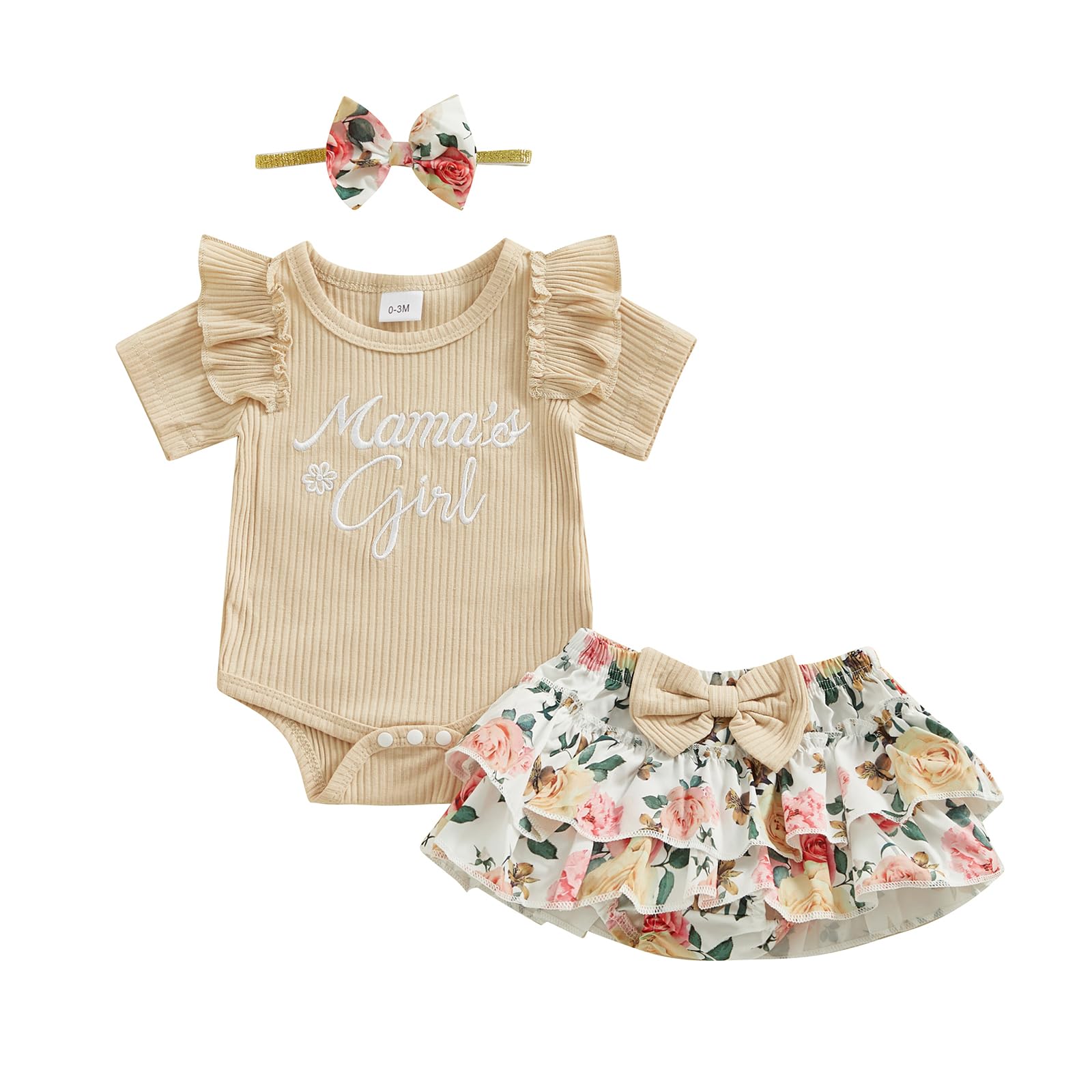 Set 3 Tute Estive Per Bambina - Pagliaccetti Con Fiocco E Stampa Floreale Per Estate E Festivit&agrave;