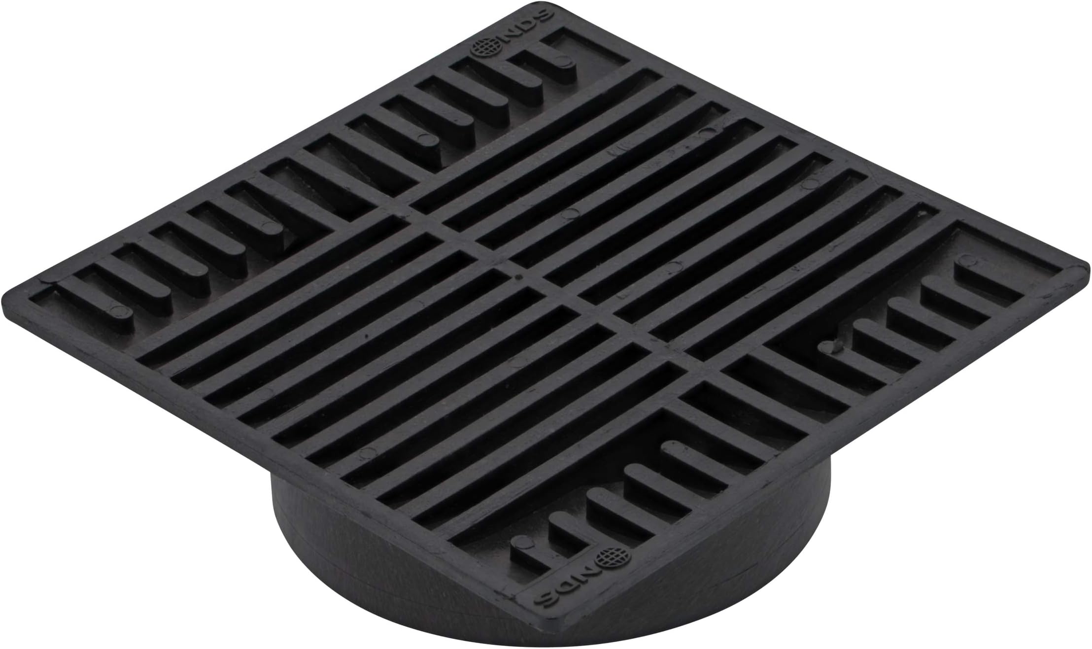 NDS 881 Square Grate Spee-D Catch Basin 6 in. Drain Pipes & Fittings, Black Plastic, 8 in