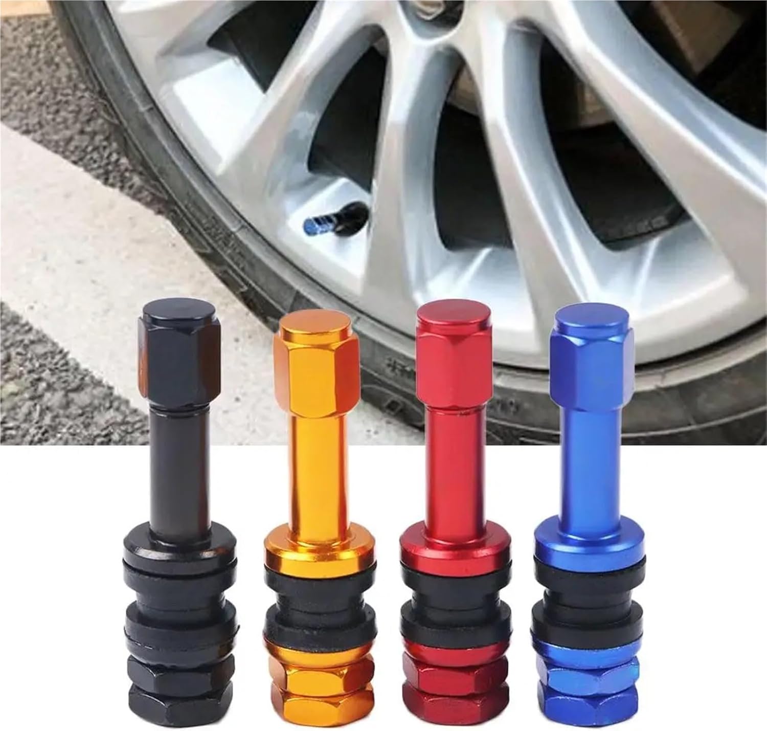 Metal Valve Stems 12pcs Metal Bikes Aluminum Alloy Tubeless High Pressure Tire Valve Stems Valves Dust Caps Bolt-in for Vehicle Car Light Truck SUV(Red)