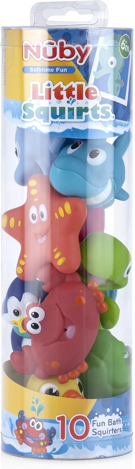 Nuby 10 Count (Pack of 1) Little Squirts Fun Bath Toys, Assorted Characters : Toys & Games