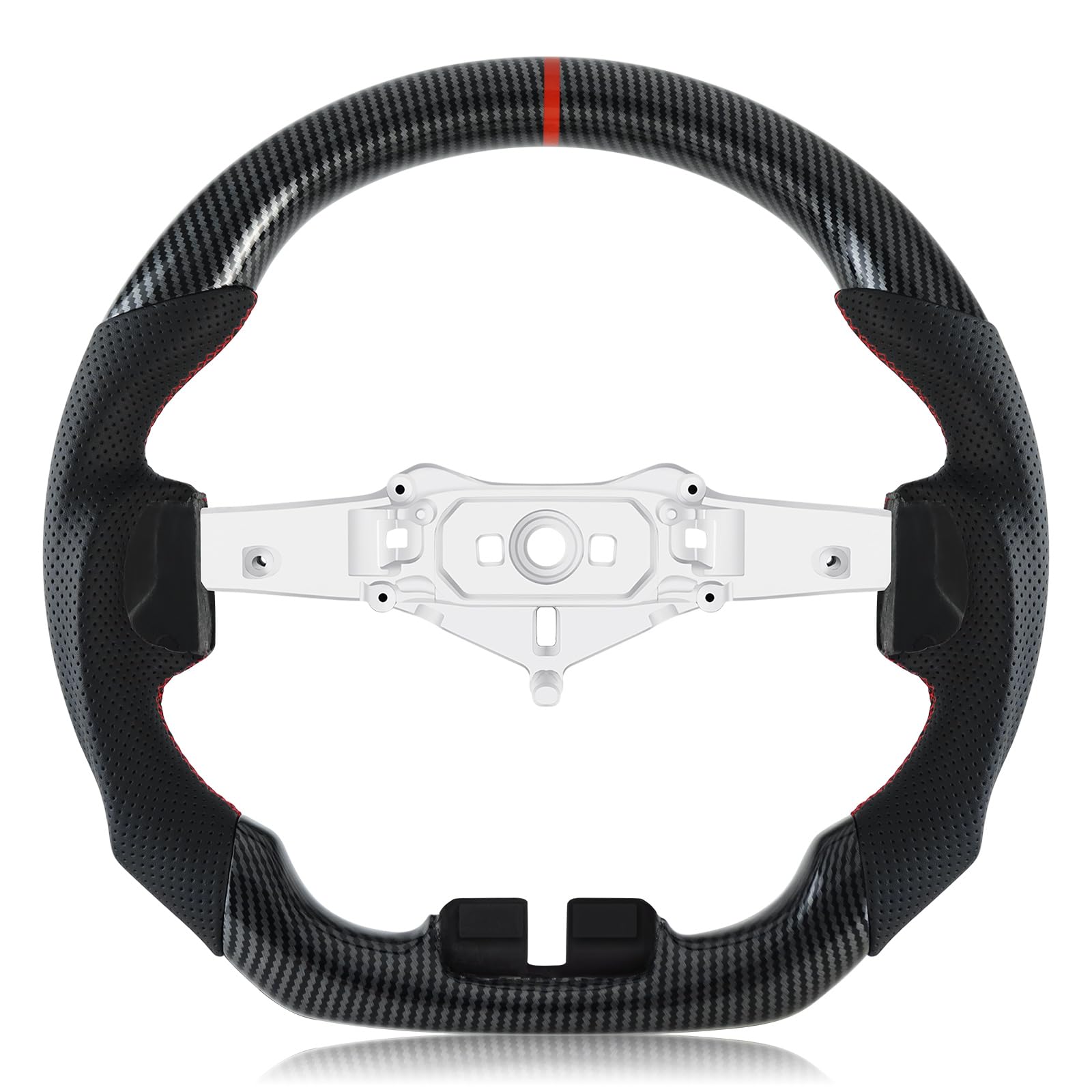 Voonke Dry Carbon Fiber Steering Wheel For Jeep Wrangler D-shaped Nappa Perforated Leather Flat-bottom Steering Wheel For Jeep Wrangler JK 2-Door/JKU 4-Door 2011-2017