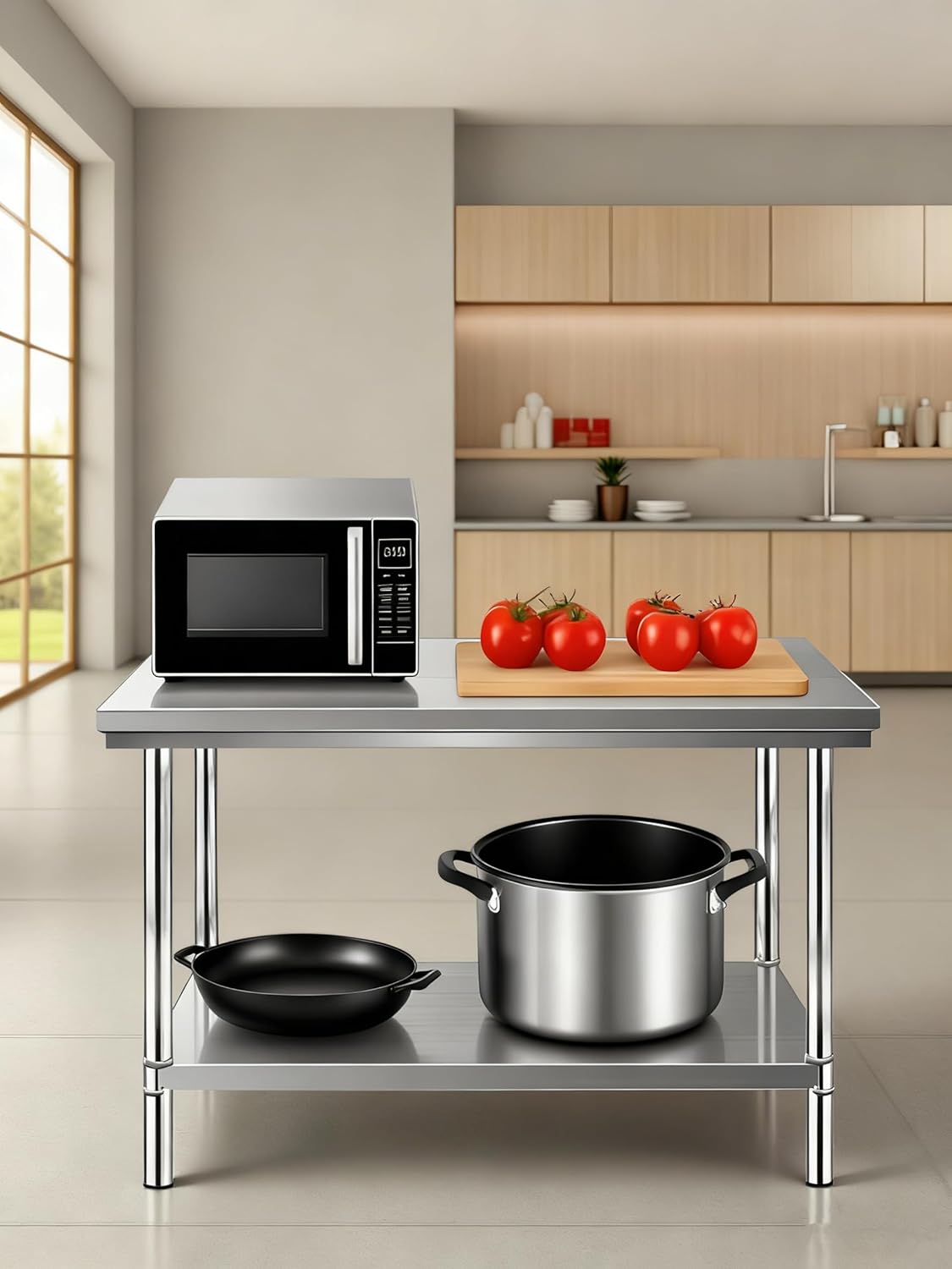 Stainless Steel Table for Prep & Work 20 x 31.5 inchs,Commercial Kitchen Worktable,Heavy Duty Pred Metal Work Table with Under Shelf for BBQ, Kitchen, Home, and Garage