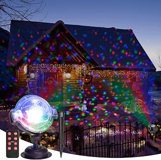Vanthylit Christmas Projector Lights Outdoor Multi Function Rotating Falling Snow Projector for Xmas Moving Points Landscape Lights for Home Yard Garden Party and for Show Club Pub Indoor