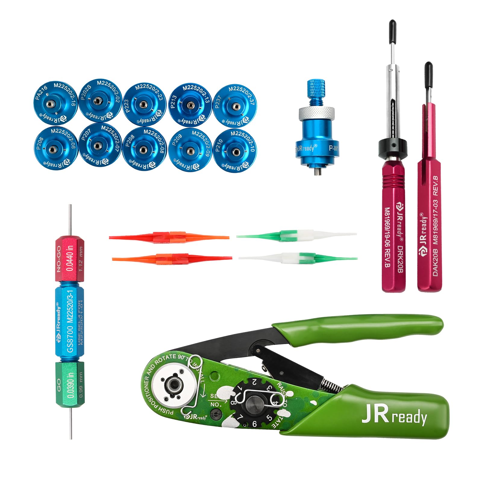 JRready ST1060 Tool Kit,YJQ-W1A Crimper/AFM8 Crimping Tool M22520/2-01&Ideal 45-416 Wrie Stripper&11 AFM8 Positioners&G125 Gauge&DAK20 DRK20B Installing Removal Tool