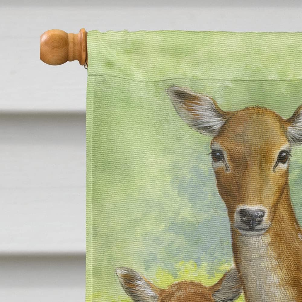 Caroline's Treasures ASA2130CHF Fallow Deer & Calf House Flag Large Porch Sleeve Pole Decorative Outside Yard Banner Artwork Wall Hanging, Polyester, House Size, Multicolor