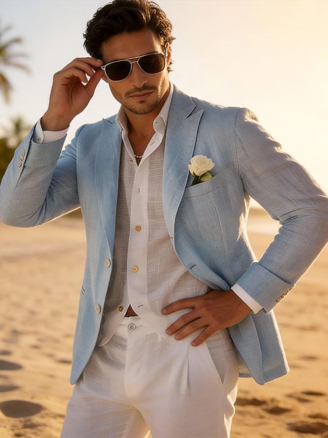 Men's Casual Linen Blazer Lightweight Sport Coat Regular Fit Formal Beach Wedding Groomsmen Jackets Suit 2026