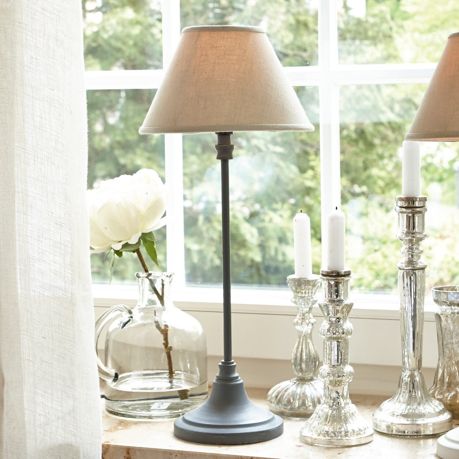 LOBERON Swindon Lampada da tavolo - Design classico - Bella anche in coppia, beige/grigio