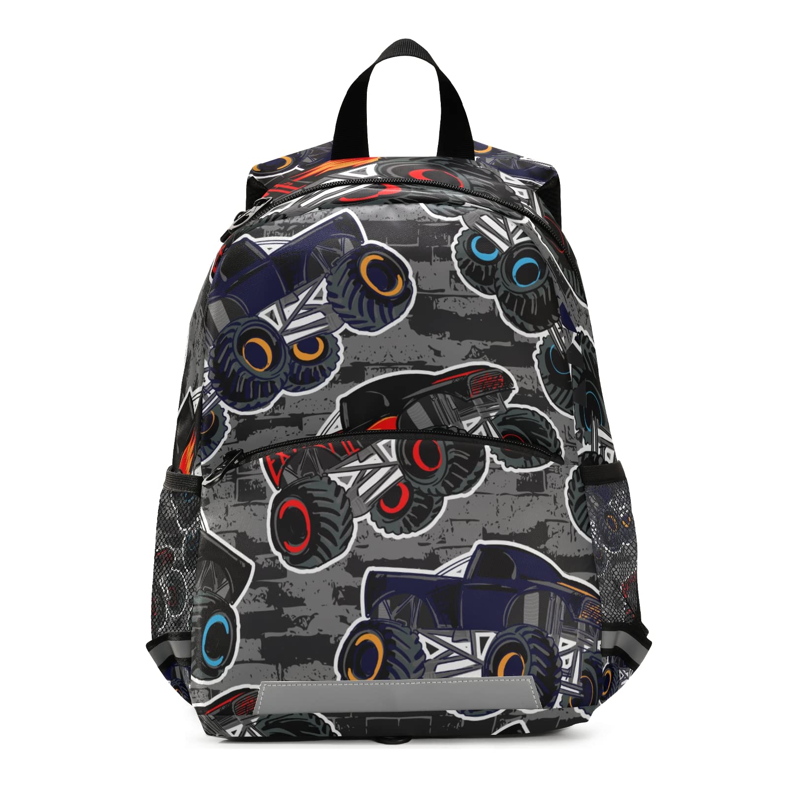 litebear Toddler Boys Backpack Monster HighTruck Cars Preschool Backpack with Safety Leash Chest Clip Nursery Travel Daycare Bag