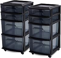Vista 14 de HOMZ Torre de Cajones, Carrito Organizador de Almacenamiento de 4 Niveles de Plástico Transparente, Marco Negro - Cajones Rodantes Multiusos