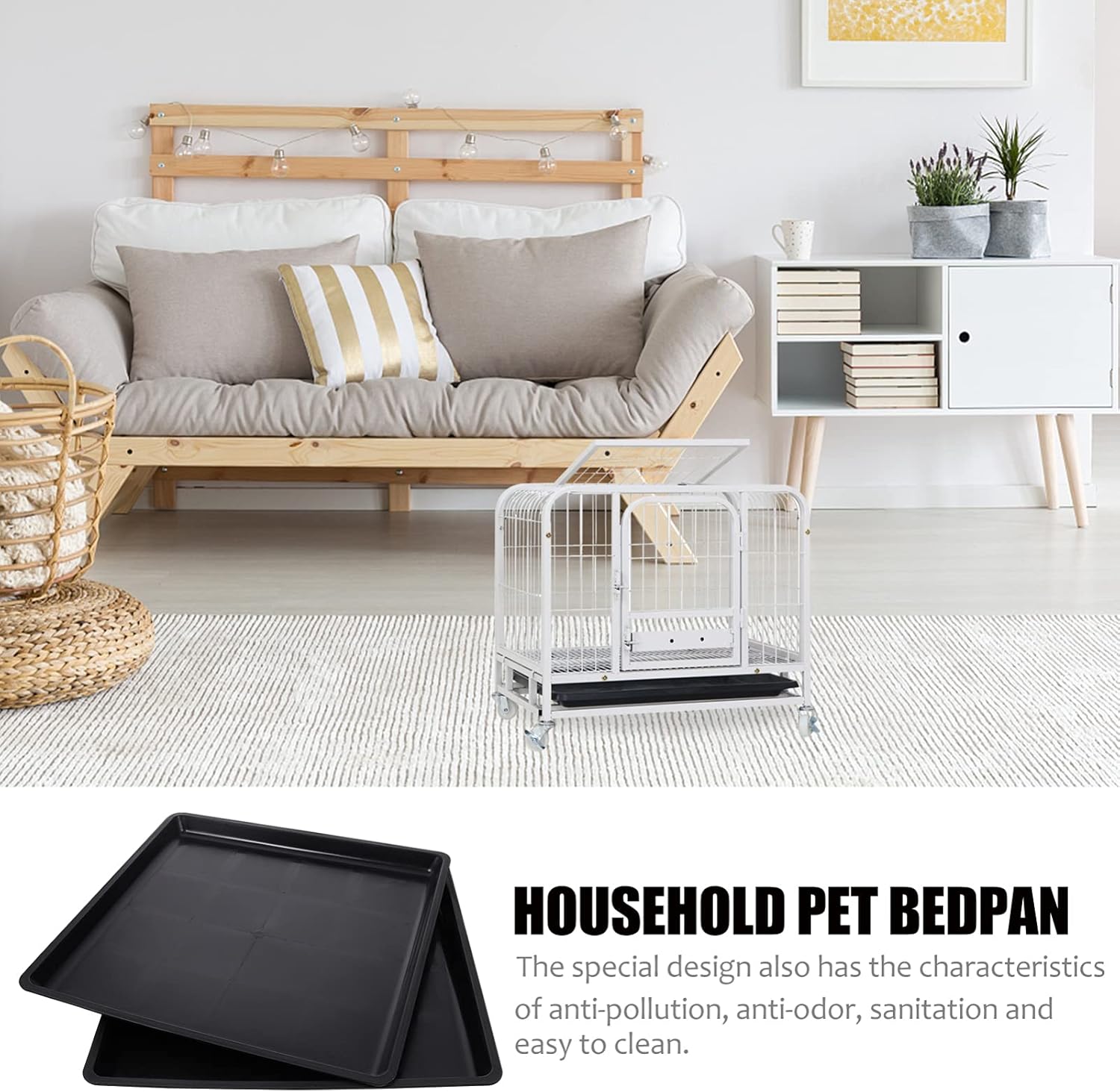 2pcs Tray Commode Liners Crate Pads for Dog Cages Crates Metal Crate Pet Cage Supplies Dog Crate Kennel Pet Plate Large Dog Stainless Steel