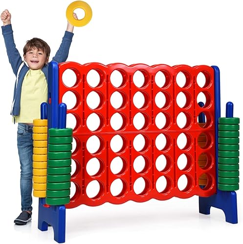 Vista 10 de Costzon Giant 4 en una fila, Juego de mesa Jumbo de 4 a puntuación para niños y adultos, juego de conexión de patio interior y exterior, 1.07 m