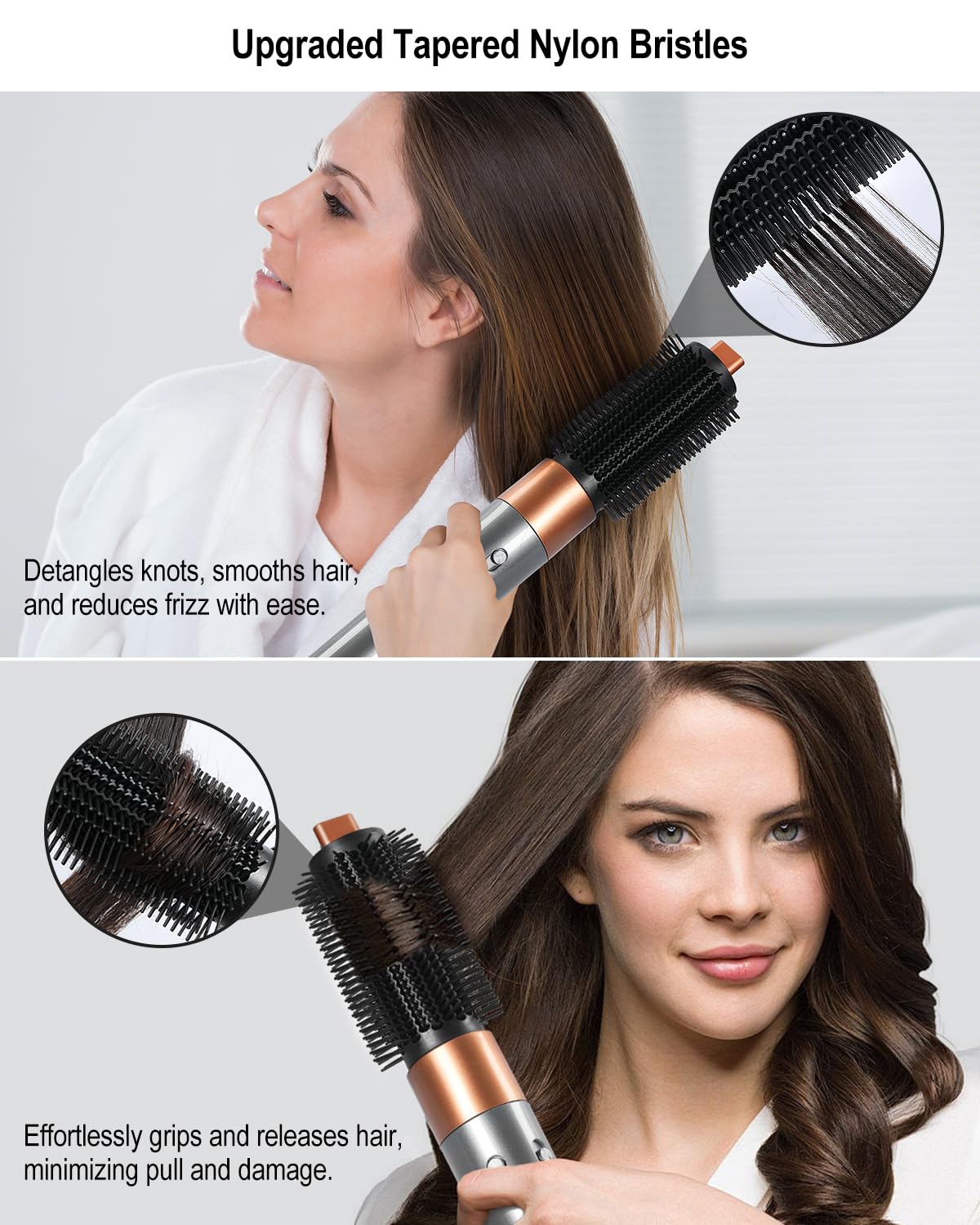 Upgraded Round Volumizing Brush Attachment Compatible with Dyson Airwrap Multi-Styler, Reduced frizz for Voluminous Bouncy Style, fits HS01 HS05 i.d. Copper