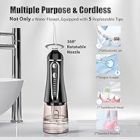 Vista 3 de Irrigador dental inalámbrico para dientes recargable, 7 ajustes limpios, irrigador oral para aparatos ortopédicos para adultos, limpieza de dientes