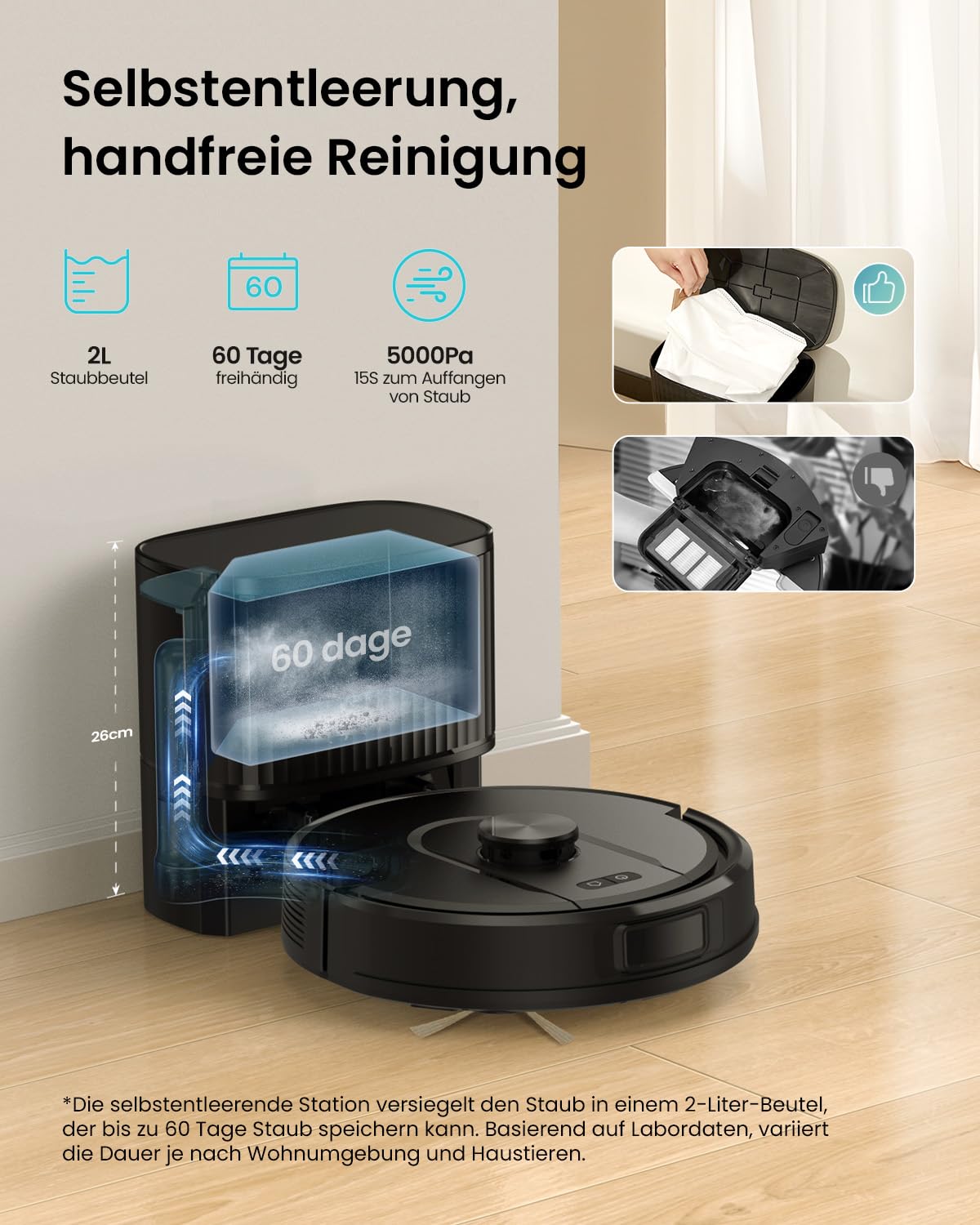 Vexilar W11 Saugroboter mit Wischfunktion, Saugroboter mit LiDAR Navigation, Staubsauger Roboter mit 5000Pa Starke Saugkraft, Roboterstaubsauger mit Lang Laufzeit, WiFi, ideal für Teppich