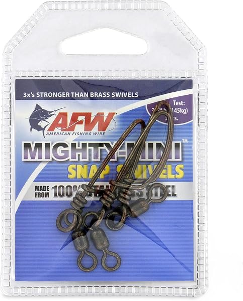 American Fishing Wire Fishing Swivels - Mighty Mini 100% Stainless Steel Snap Crane Swivels, 3X Stronger Than Brass, For