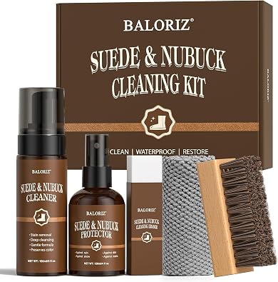 Suede & Nubuck Care Kit 5-Piece Set with Suede Cleaner, Protector, Suede Brush & Eraser Clean, Suede Cleaning Kit Protect & Restore Shoe, Boots, Uggs, Jackets, Furniture, Handbag and Apparel