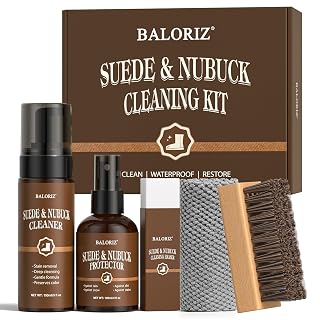 Suede & Nubuck Care Kit – 5-Piece Set with Suede Cleaner, Protector, Suede Brush & Eraser Clean, Suede Cleaning Kit Protect & Restore Shoe, Boots, Uggs, Jackets, Furniture, Handbag and Apparel - Amazon product rated Grade A