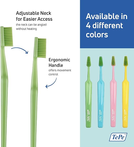 TEPE Good Soft-Bristle Toothbrush for Adults and Teens, Pack of 1, Regular